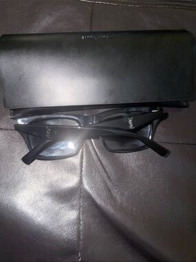 Saint Laurent Black Rectangular Sunglass Frames with Case